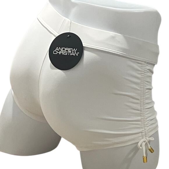 Andrew Christian Adjustable Swim Trunks White Medium - Picture 2 of 6